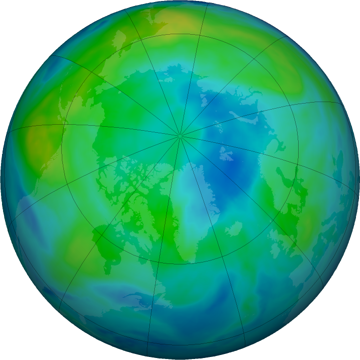 Arctic ozone map for 20 October 2016